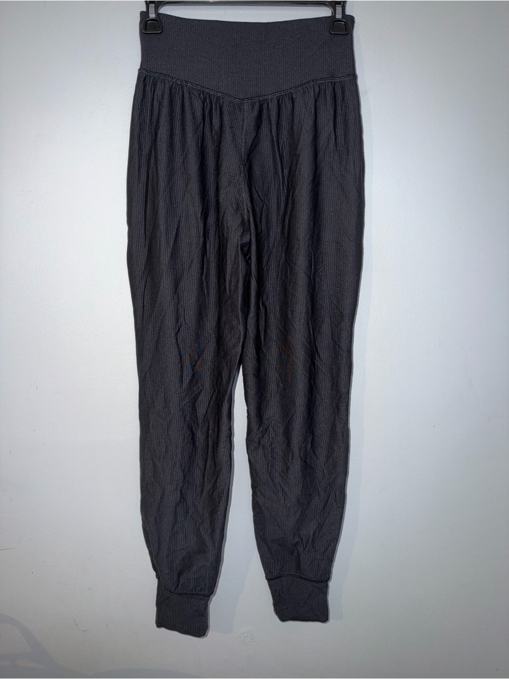 Old Navy PowerSoft High Rise Jogger Pants Black Ribbed Activewear Small
